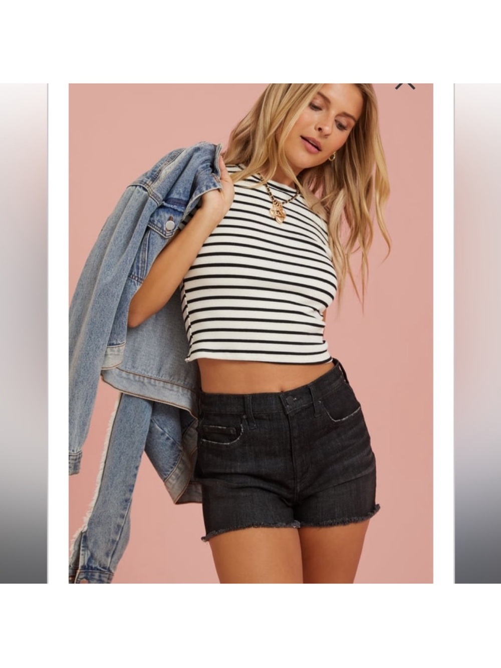 Altar'd State Black & White Striped Cropped Tank